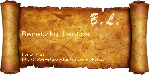 Beretzky Lantos névjegykártya